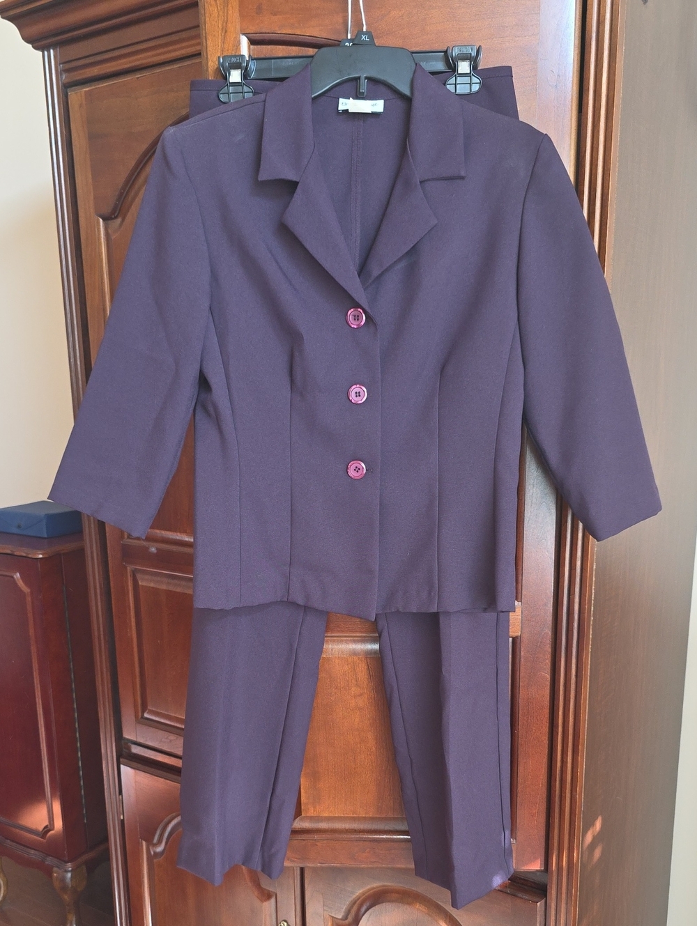 Vintage 2piece Suit W/ Tailored Blazer Jacket & Matching Pants In Plum 11/12